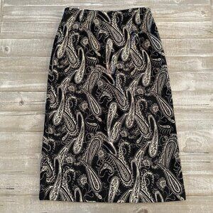 Briggs New‎ York Maxi Skirt Size 16 Paisley Black Beige Career Y2K Boho Retro